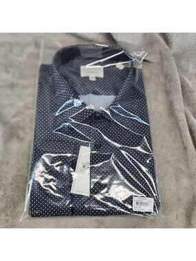 Construct Shirt Mens XXXL Black Micro Print Long Sleeve Button Up *NWT*